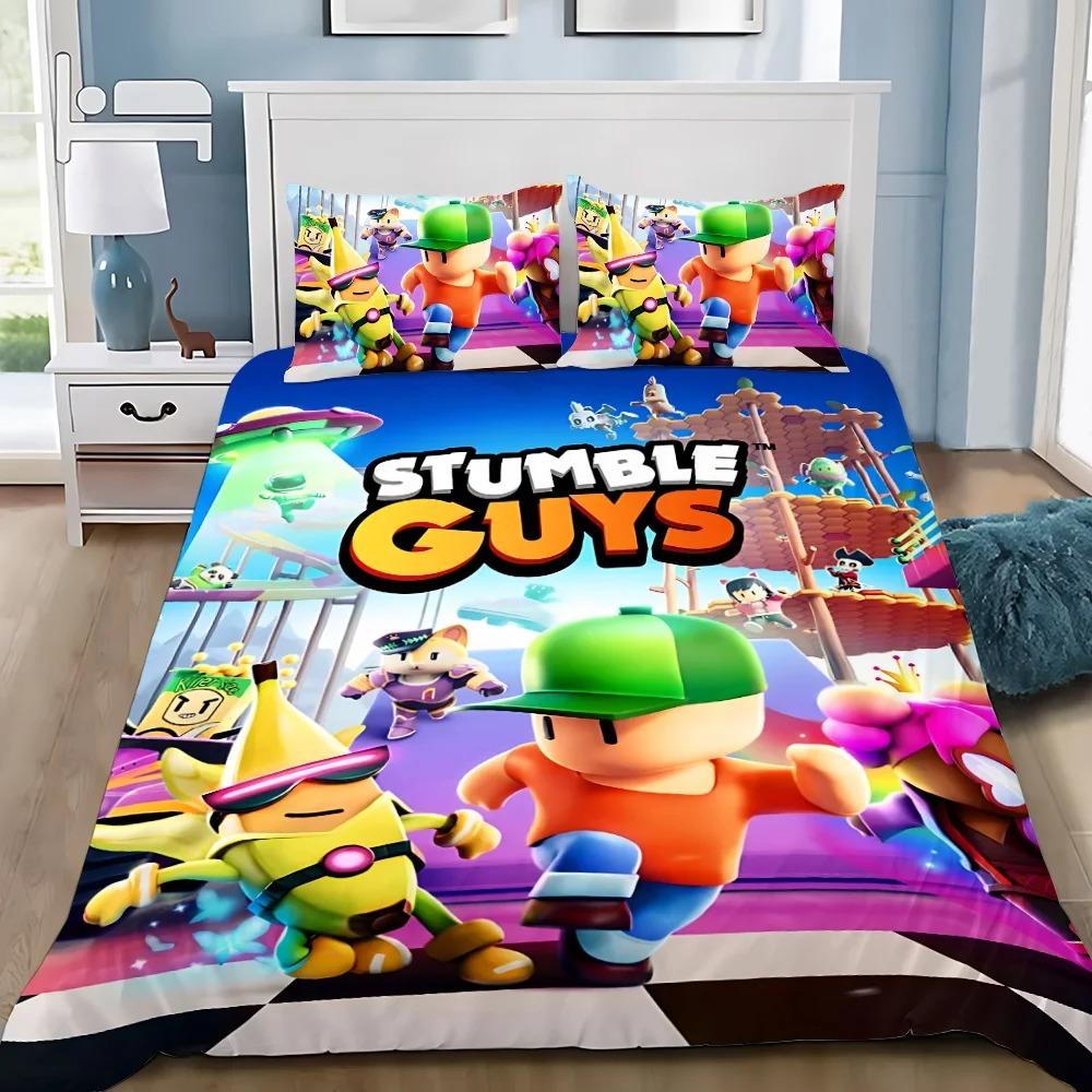 

3D Print HOT Game S-S-Stumbles Guys Bedding Set,Girls Adult Single Twin Queen Size, Duvet Cover Pillowcase Bedding (135x200cm)