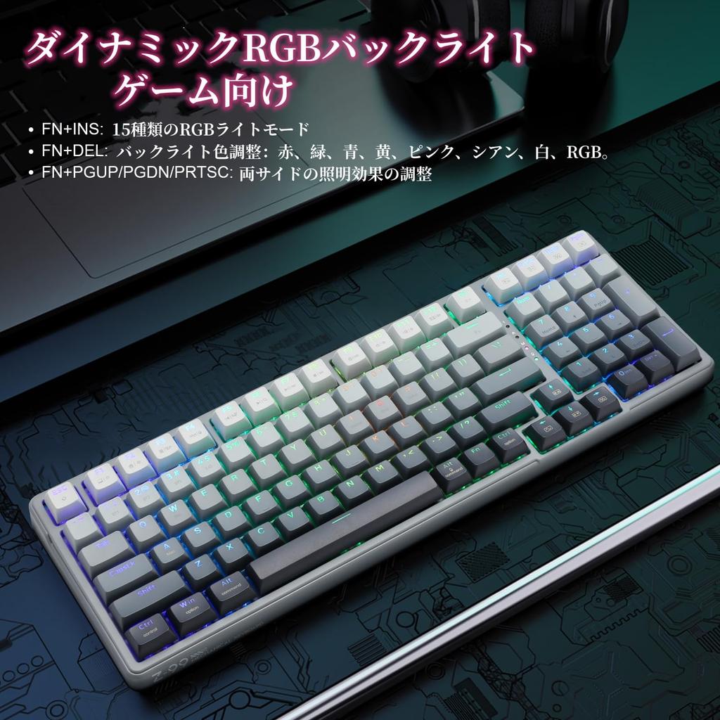 Gaming Keyboard Silver Wood Mechanical Keyboard with RGB RGB Compatible with Windows and English Supports Bluetooth and for All and Silver e-Element