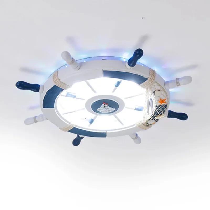 

Морской океан лодка руль девушки мальчики дети потолочный светильник лампа детская комната потолочный светильник для детской комнаты спальня детская комната светодиодное освещение White light&45cm белый