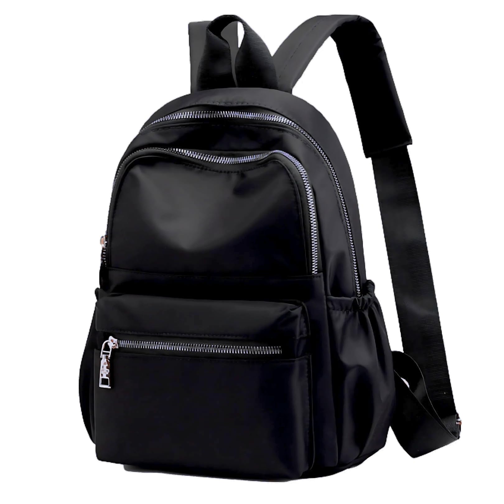 Женский небольшой, компактный рюкзак Copeflap формата А5 для поездок на работу, легкий, водонепроницаемый, для путешествий (Черный с серебряной молнией)