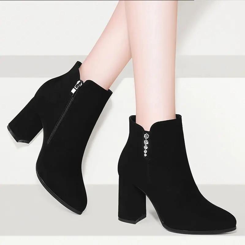 Fashion Ankle Boots for Women Work Round Toe Suede Autumn Winter Booties Sale Footwear On Offer Fashion 2025 New In Pu Woman Short Shoes