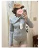 Jimo Damen Slim Fit Sweatshirt - Herbst Taillenbetontes Großer Revers Koreanischer Stil Strickjacke