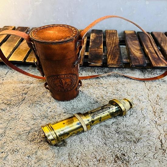 

Brass Pirate Telescope Dolland London 1920 With Brown Leather Case 43.18 cm Wedding Anniversary Christmas Birthday Gift