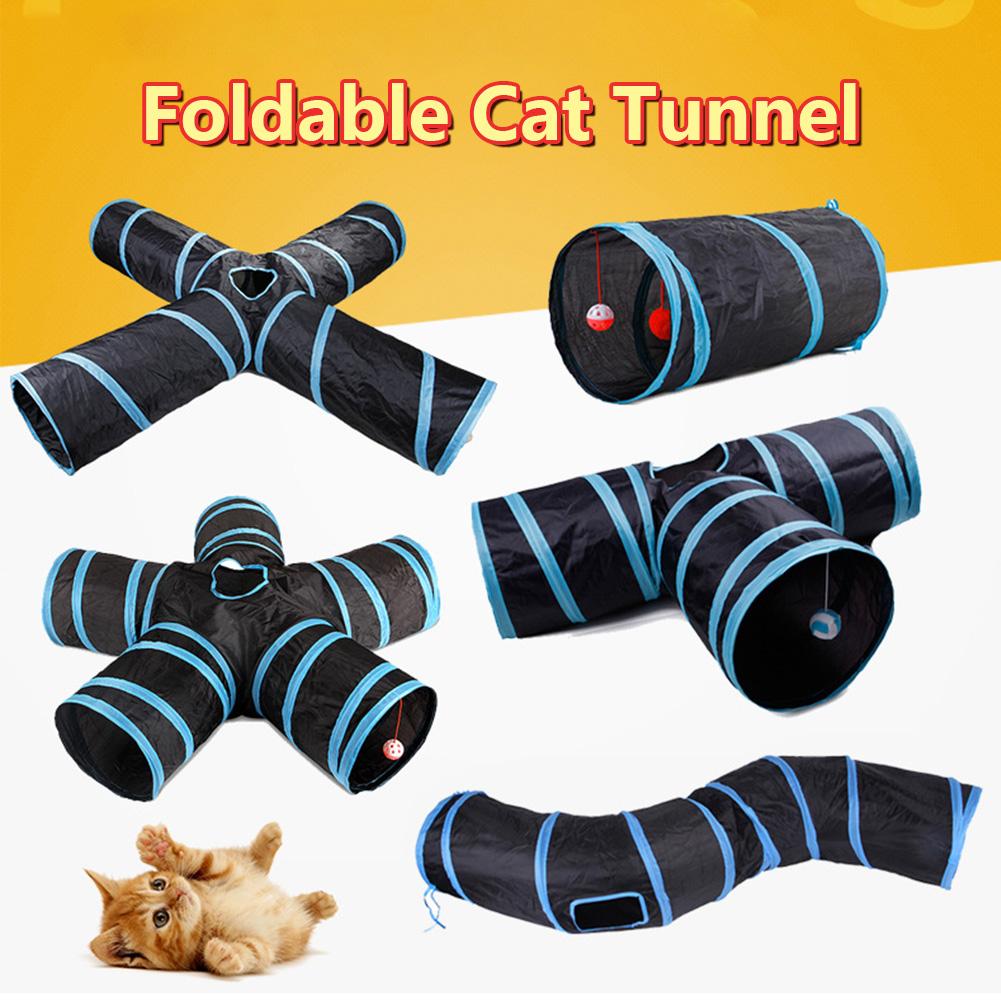 2-5-way Collapsible Cat Tunnel Tube Indoor Kitten Tunnel Toy Pet Self-entertainment Toy Puppy Peek Hole Rabbit Hamster Toys