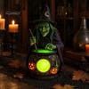 Eerie Ambient Lighting Halloween Gothic Witch Lantern, Resin Tabletop Decor with Warm Glow, Spooky Centerpiece for Shelf Desk Party, Haunted