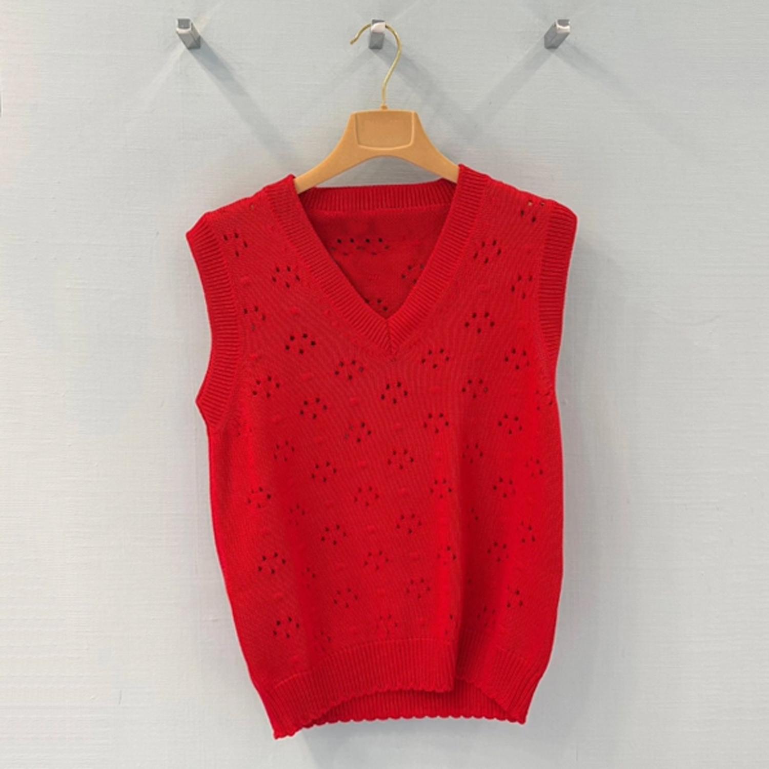 Shenzhen Nanyou Women s Wear 2026 Spring New Hollow Tank Vest, Vest Wool Knit Sweater, Light Luxury High-Quality Women s Wear S красный