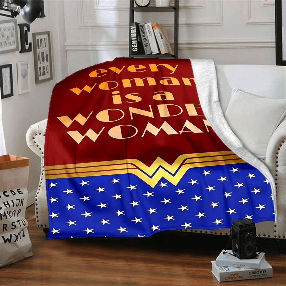 1pc Wonder Woman Flannel Throw Blanket Lightweight Soft Warm All Season Blanket for Sofa, Bed, Travel, Camping L1024199