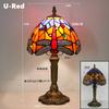 Retro Stained Glass Table Lamp E27 Colorful Art Lampshade Mediterranean Style Baroque Table Light Bedroom Bedside Decor Lighting