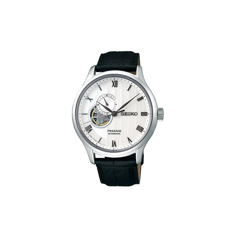 

SEIKO Presage series life waterproof Automatic cowhide strap men s watch white dial SARY095