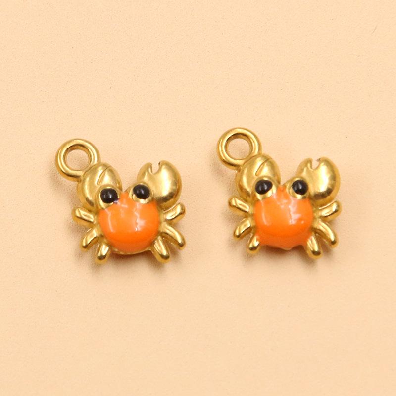 Breloque Poisson Crabe Rayé Or & Émail - Accessoires DIY pour Collier, Bracelet, Boucles d'Oreilles (2 Styles, Acier Inoxydable)