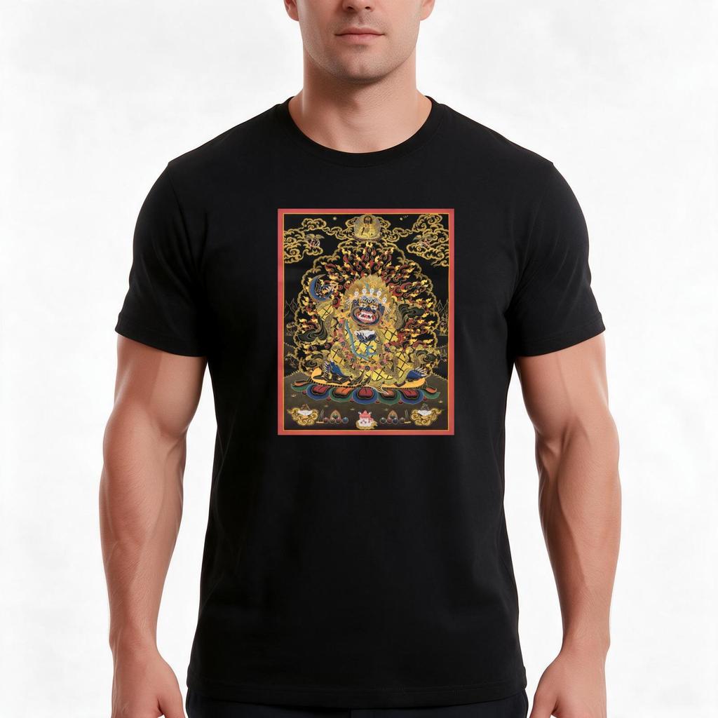 Mahakala Buddhist Thangka TShirt Summer Casual Cotton Tee Oversized Streetwear Tops Vintage Graphic Print Unisex Unisex Unisex
