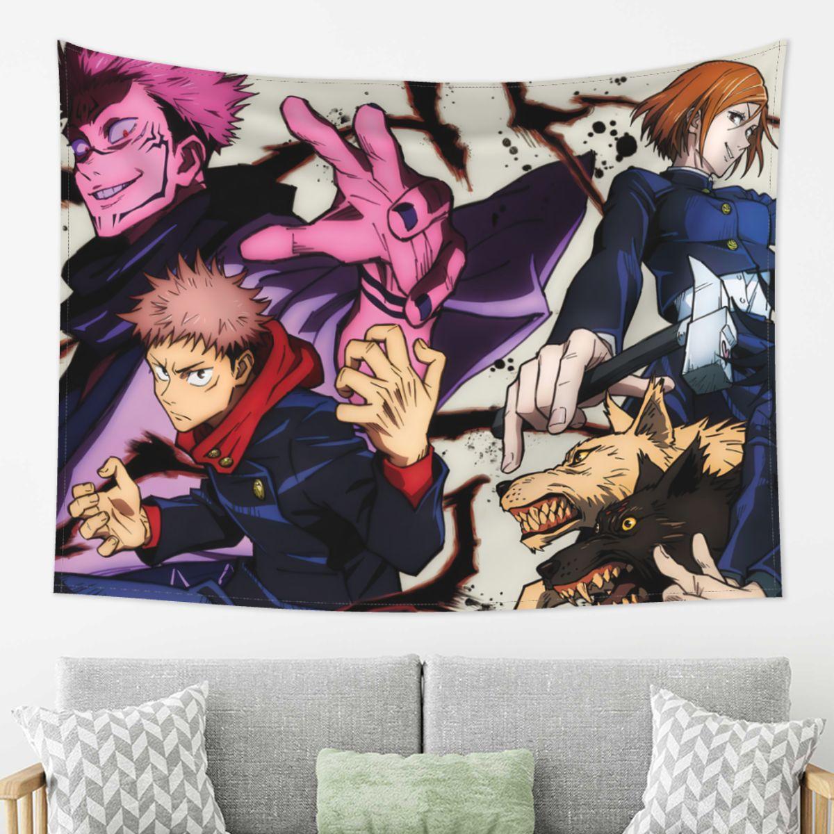 

Megumi Besto Friendo Jujutsu Kaisen Sukuna Anime Tapestry Art Aesthetic Tapestries for Bedroom Home Wall Cloth Wall Hanging 74x94cm(29x37in)