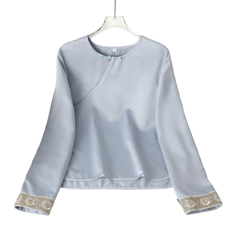 2026 Spring/Autumn Women's Lightweight Chinese Style Long Sleeve Base Layer Top