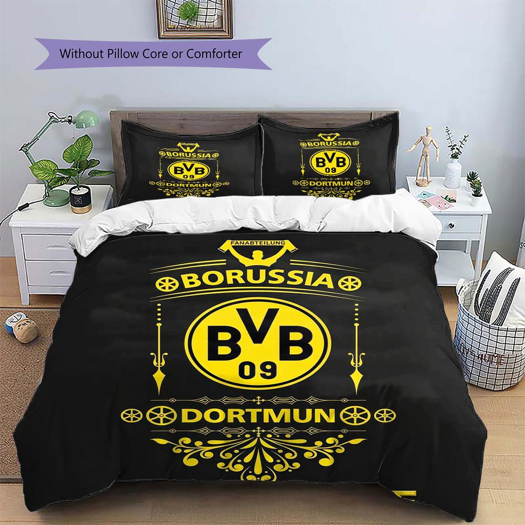 Borussia Custom Name Pattern Bedding,Quilt Set Quilt Cover Pillowcase Home Birthday Gift(1 * Duvet Cover + 2 * Pillowcase, Without Core)