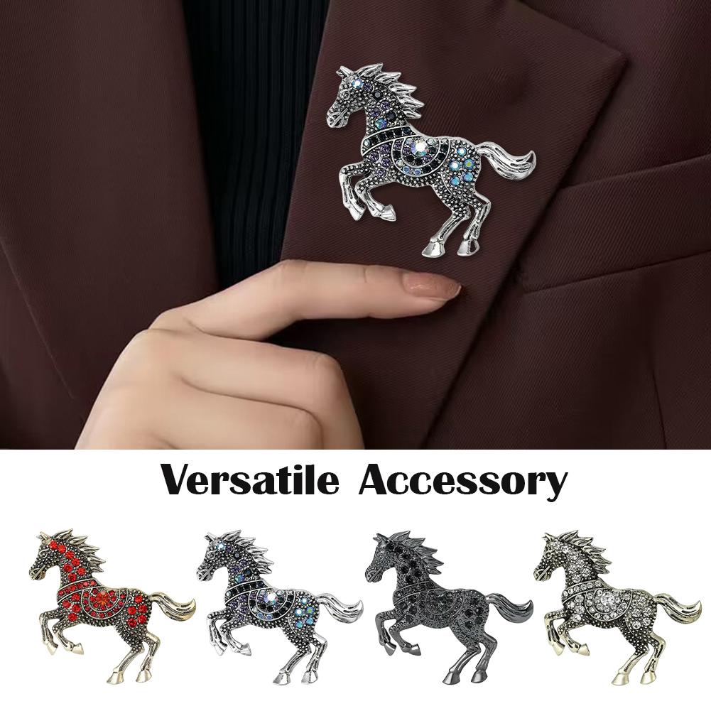 2025 Vintage Trendy Enamel Horse Brooch for Man and Wome Creative Personality Pin Punk Kpop Jewelry Accessories Friend Gifts
