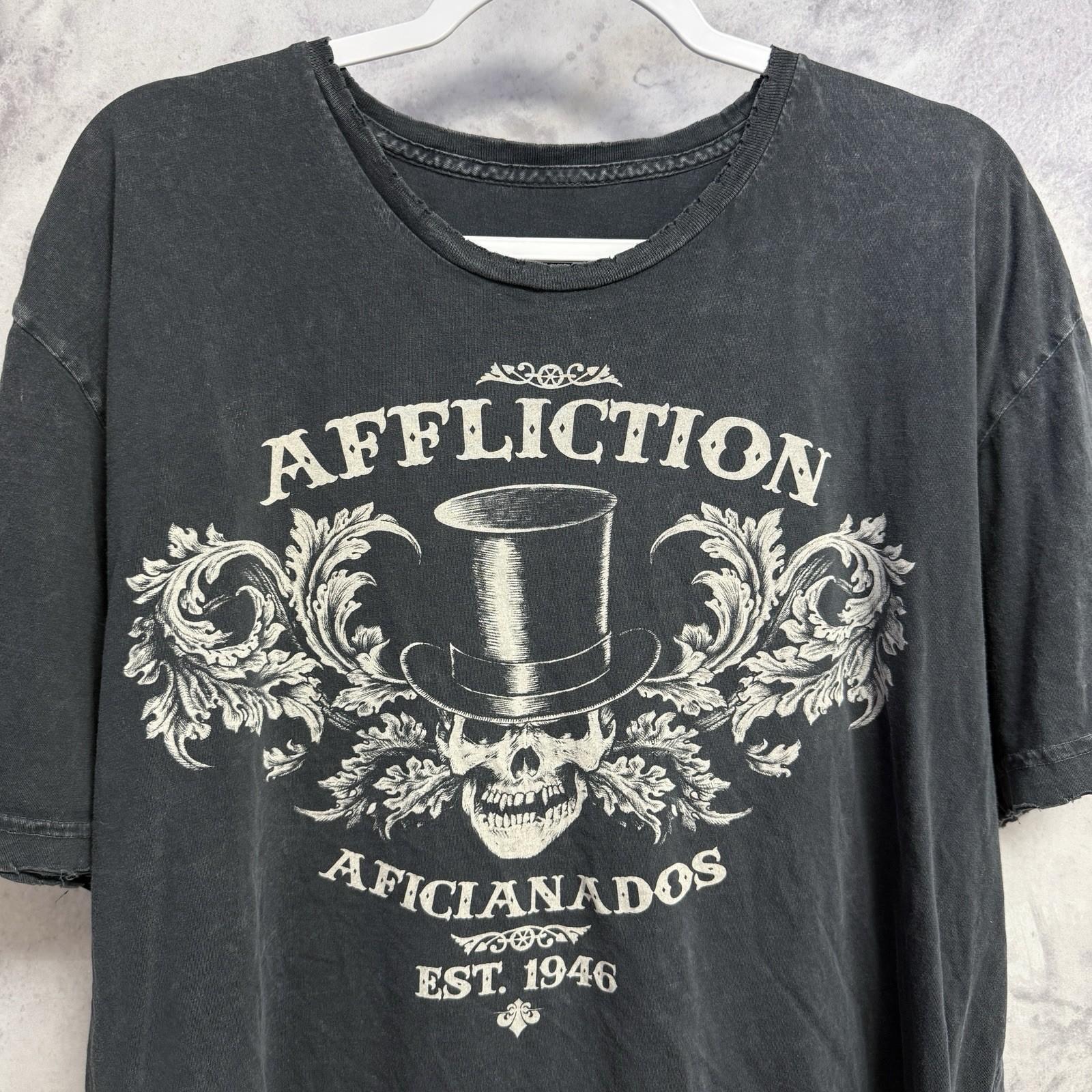Affliction T Shirt Mens 2XL Gray Graphic Print Grunge Streetwear XXXL