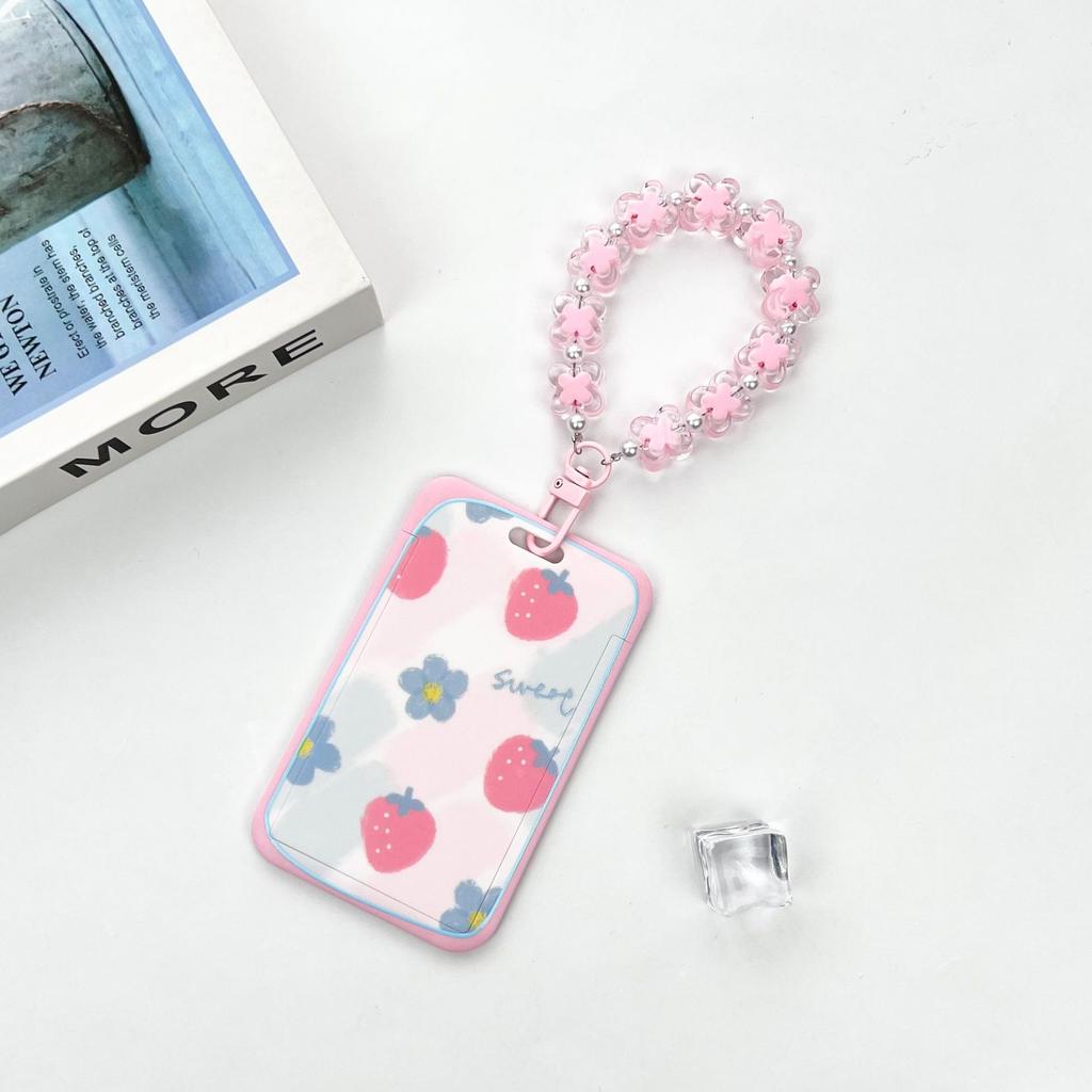 Ins Student Id Card Holder with Lanyard Slide Cover Transparent ABS School Card Cover Game Cards IC Card Protective Cover