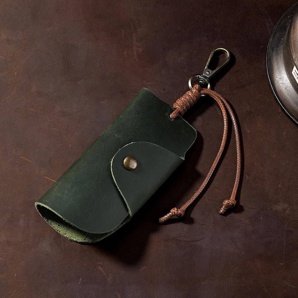 Leather Key Wallet With Vintage Cowhide For Daily Use And Gift