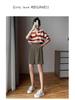 Women's High-Waist Black Bermuda Shorts: Summer, Loose, Straight-Leg, Slimming A-Line, Hong Kong Style.