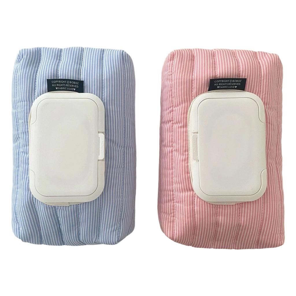 Gestepptes Streifenstoff Feuchttuch-Etui Strapazierfähiger Polyester Auto-Organizer mit Klappdeckel zur Aufbewahrung von Feuchttüchern