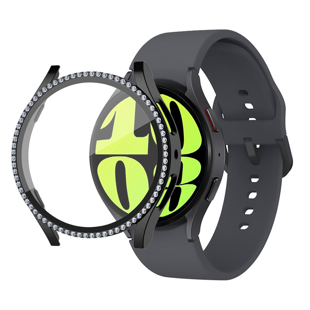 Bling Case for Samsung Galaxy Watch 6 Screen Protector 40mm 44mm Tempered Glass Diamond Bumper Cover Galaxy Watch 4 Accessories