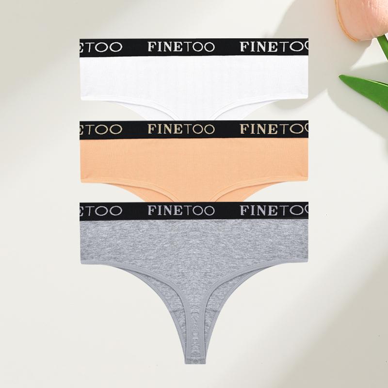 3Pcs Cotton High-Waist Thongs Underwear Women's Breathable Elastic Belt Panties Sexy Plus Size Comfortable T-Back Lingerie S-XXL