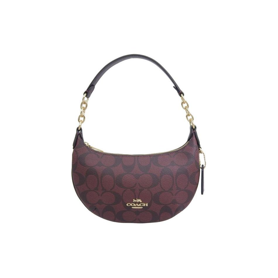 Coach Payton 21 Classic Monogram Zipper Closure Faux Leather Half Moon Bag Women handbag Brown CM273-IMFCG Basic Set (Bag+Dust Bag)