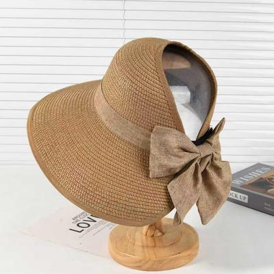 Korean Elegant Wide-Brim Visor Hat - Summer Sun Protection Straw Hat for Women
