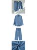Women's Retro Plus Size 2-Piece Set: Cotton Linen Shirt & High Waist Wide Leg Pants