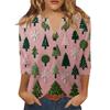 Women's T Shirt Print Button 3/4 Sleeve Daily Weekend Fashion Basic V- Neck Regular Top