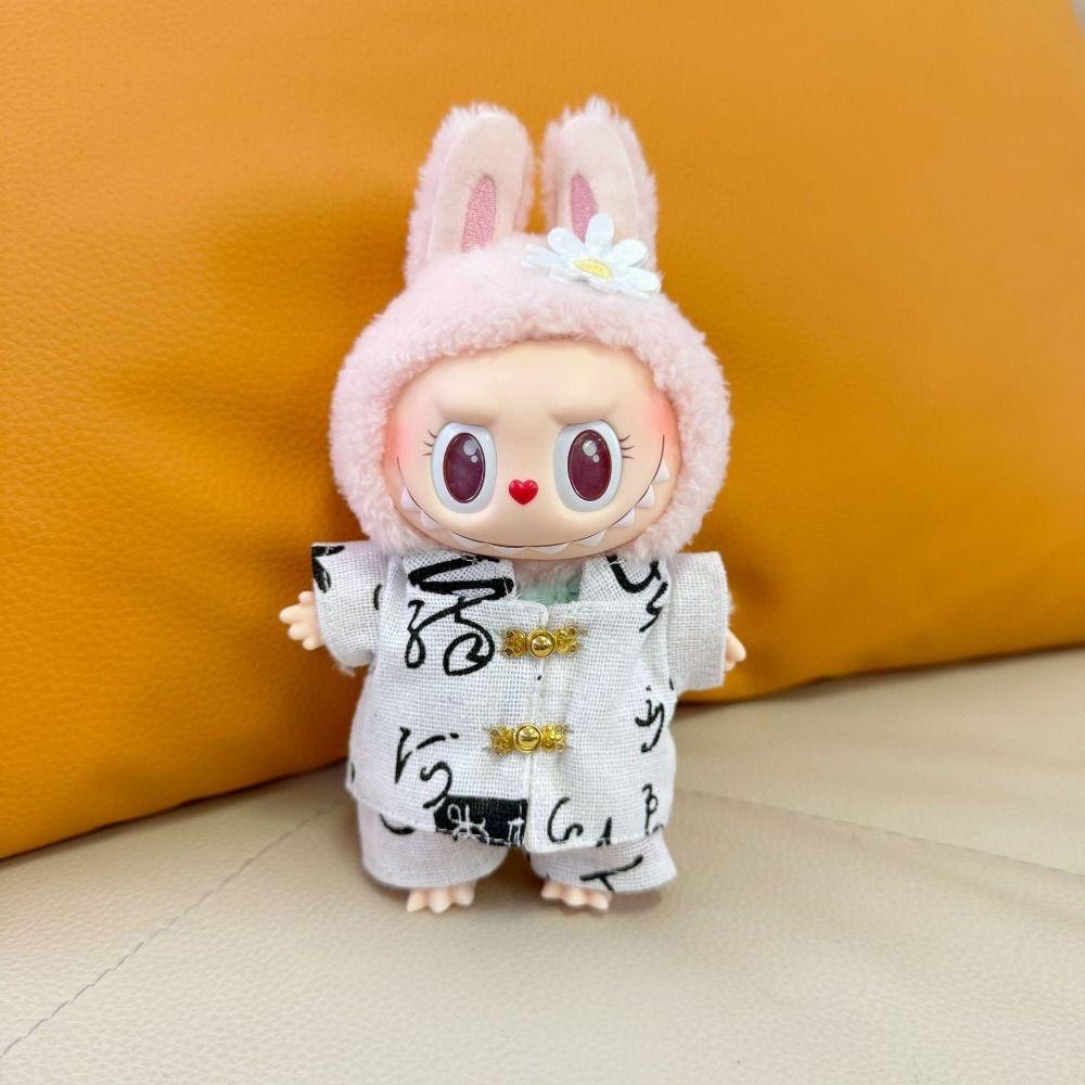 

1 set Dress Up Sitting Labubu Time Cloth Handmade 17cm Plush Dolls Clothes Kids Girls Toys коричневий