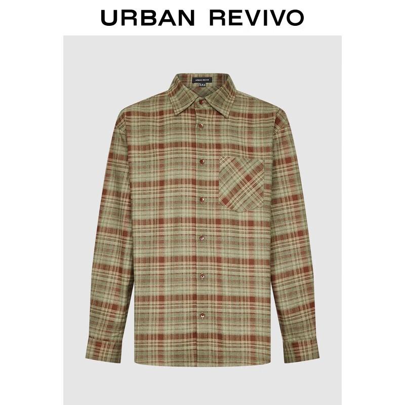 UR Men s Amber Plaid Oversized Open Collar Shirt S