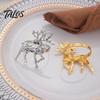 Formal Dinner Table Decor Christmas Deer Napkin Ring, Faceted Metal Elk Holder, Reusable Silver Ring for Xmas Holiday Wedding Receptions Dining