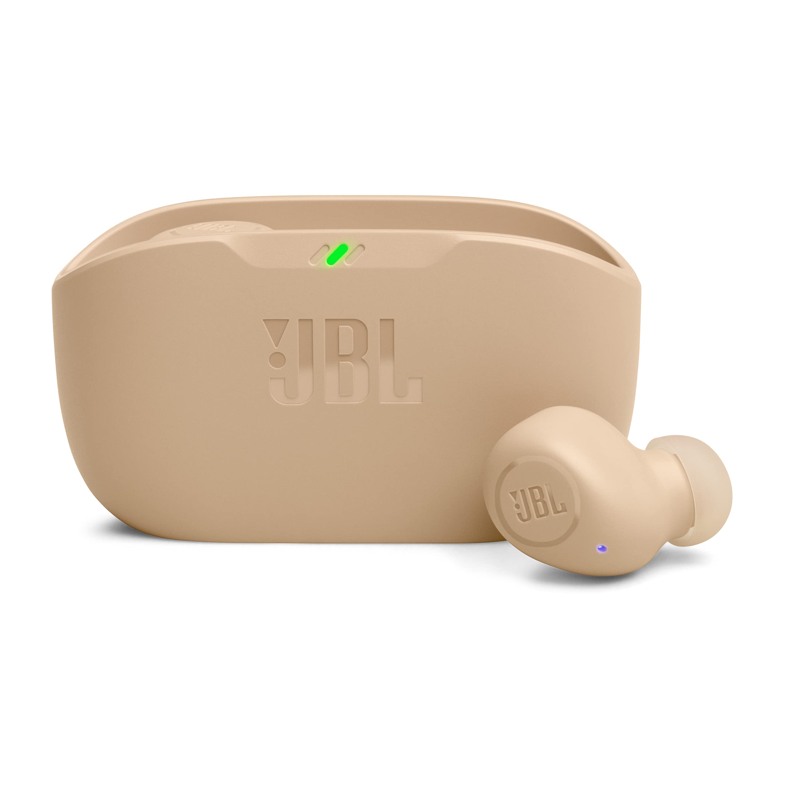 

JBL WAVE BUDS Справжні бездротові навушники, Bluetooth, IP54 Водонепроникні та пилозахищені, Сумісні з додатком, USB Type-C, Бежеві, JBLWBUDSBEG, Маленькі