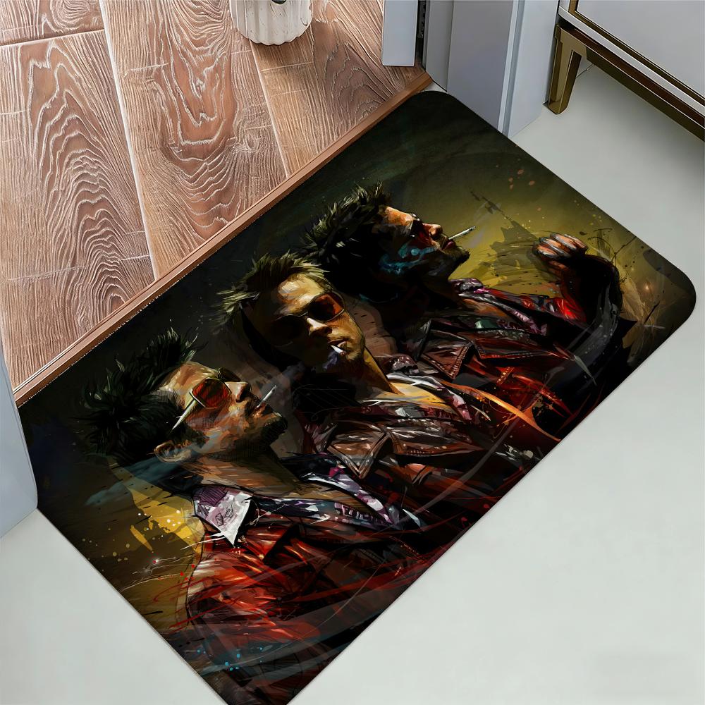 Movie Fight Club Brad Ptt Boxing Film Floor Mat Cozy Flannel Soft Thick Non-Slip Mat For Living Room Bedroom Kitchen Decor Rugs