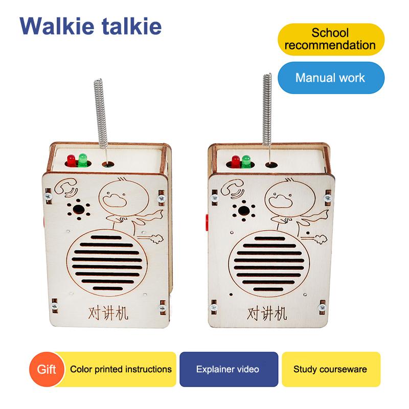 Wireless Walkie Talkie 1 2Pcs DIY Model Kit STEM Science Classroom Project Toy for Boys Girls Learning Use