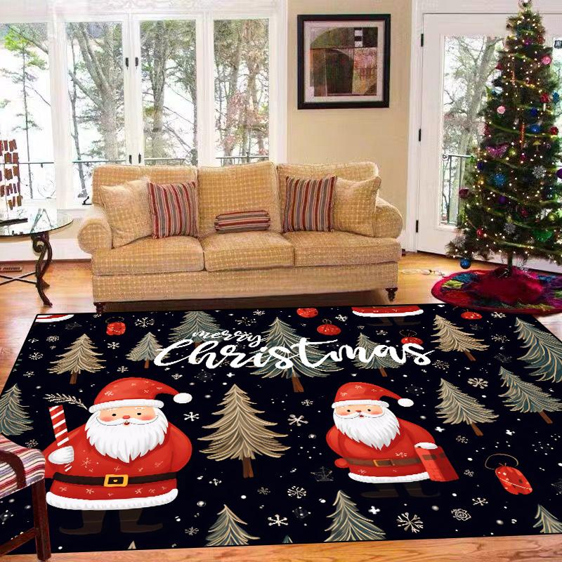 Christmas Carpet Living Room Decoration Home Rugs Children's Bedroom Non-slip Soft Mat Washable Balcony Lounge Rugs Customized