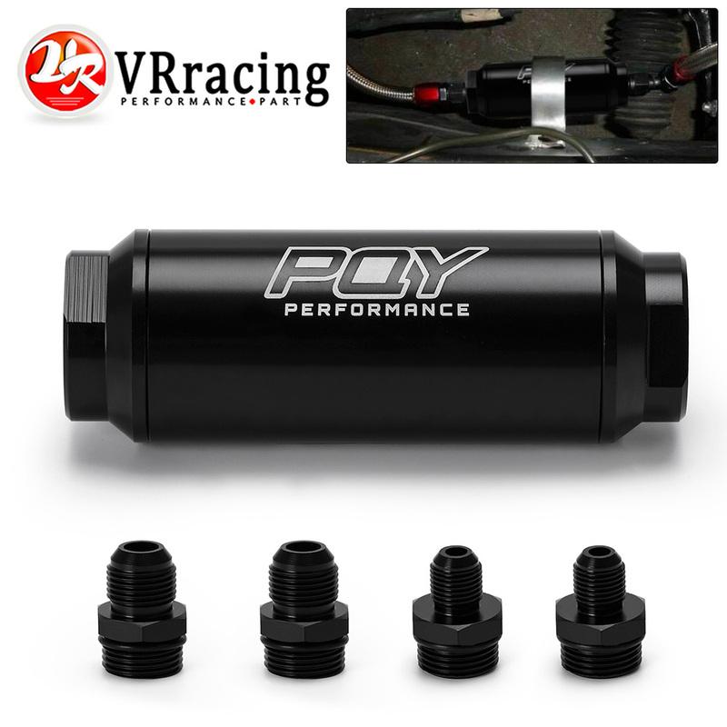 VR -Universal Car Racing In-Line Fuel Oil Filter With AN6/AN8 Fittings Adapter and 100 Micron Steel Element  VR5565