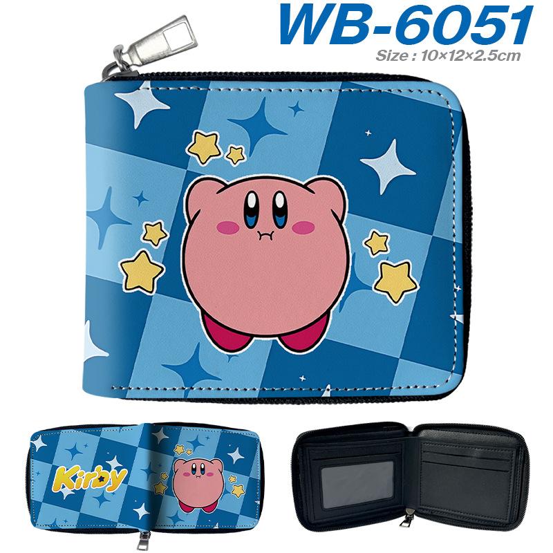 Kirby Short Wallet PU Leather Full Color Cartoon Pattern Zip Coin Purse Pink 1pcs