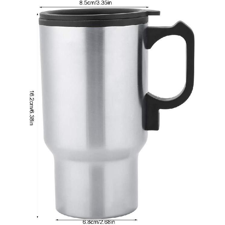Stainless Steel Heating Cup,12V 450mL Electric Car Heating Coffee Milk Cup Mug Hot Water Bottle Compact Electric Car Kettle Boiler Mug Heating Cup
