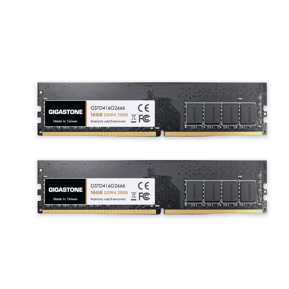 

GIGASTONE 16 ГБ x 2 DDR4 2666 МГц або CL19 UDIMM 288 Pin Unbuffered Unbuffered PC Лише модуль пам’яті [Пам’ять DDR4] (Комплект 32 ГБ) (2400 МГц 2133 МГц)