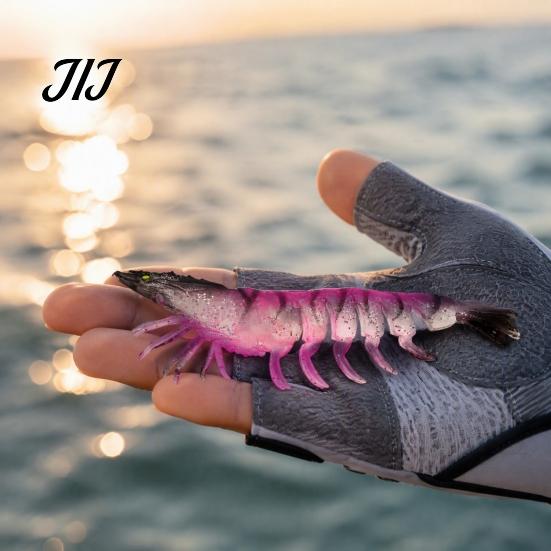 Flexible Fishing Baits 9.5cm/4.8g TPE Soft Bionic Shrimp Bait, Realistic Glitter Lure, Simulation Lifelike Swimming Prawn Swim Bait for Freshwater