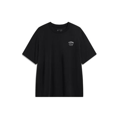 Li Ning Chinese Culture Series Letter Print Round Neck Pullover Comfortable Short Sleeve T-Shirt Men Tops Black AHSU317-3