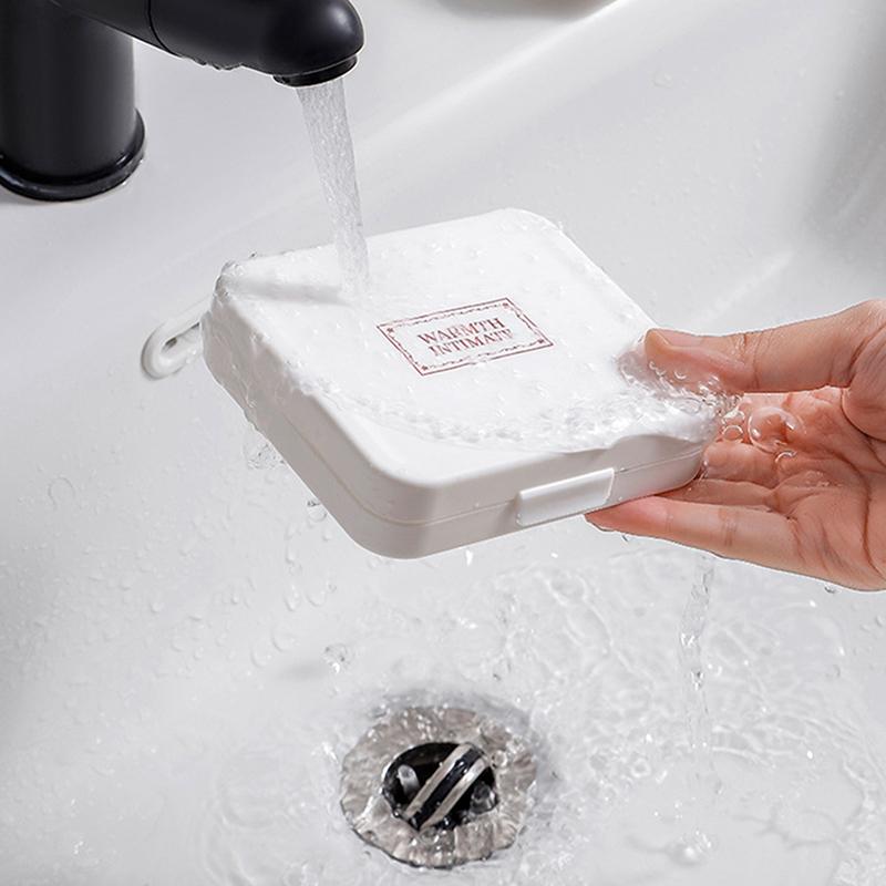 Women Sanitary Napkin Tampon Storage Box Portable Waterproof Dust-Proof Organizer Box Simple Pattern Sanitary Napkin Box
