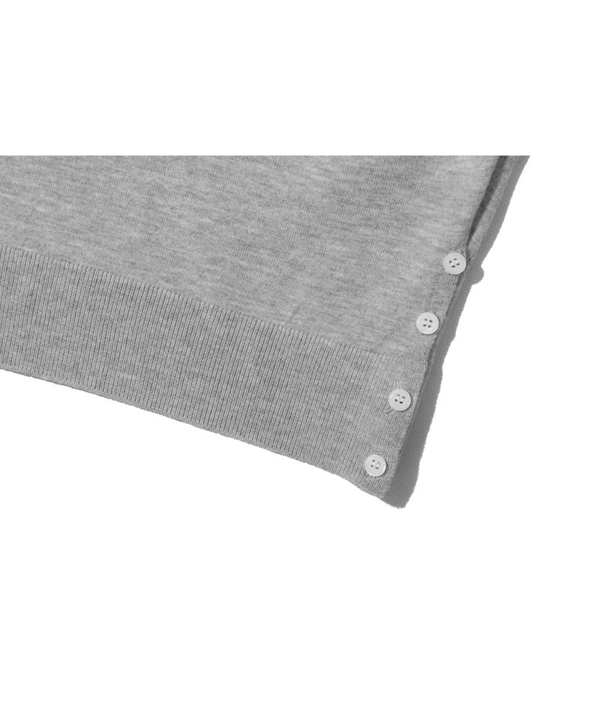 BASEMOMENT Side Slit V-Neck Half Knit Melange Gray
