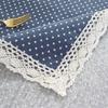Dot Plaid Cotton Plaid Tablecloth Lace Tassel Rectangle Dining Table Cloth Dust Cover