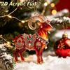 1Pcs Auspicious Red Gold Design 2D Acrylic Chinese Zodiac Goat Hanging Ornament For Spring Festival New Year Home Decoration
