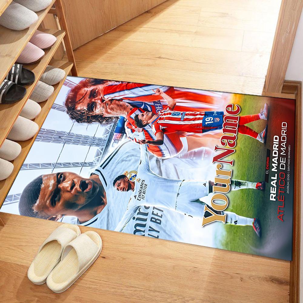 Atletico Madrid Customized Name Carpet Perfect for Foyer Game Room Balcony Dormitory Antislip Carpet Anime Office Decor Gift for Festivals
