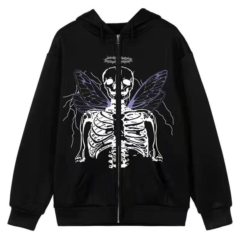 European & American Gothic Butterfly Zipper Hoodie - Autumn/Winter Style