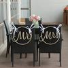 2Pcs Wood Mr Mrs Wedding Chair Flags Round Hollow Design Retro Romantic Decor for Bride Groom Seats Photo Prop Backyard Party